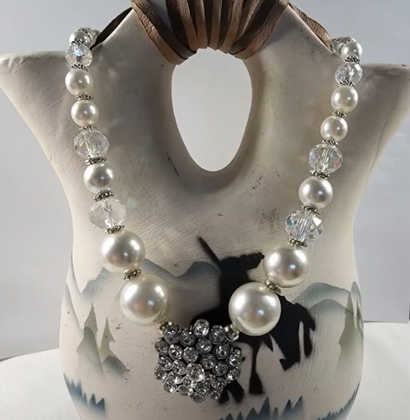 Crystal & Glass Pearl Necklace by Rosanna Bradford