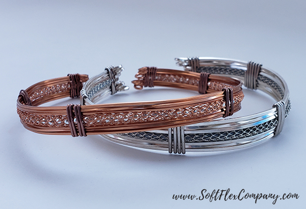 Square Soft Flex Craft Wire Copper and Silver Cuffs by James Browning