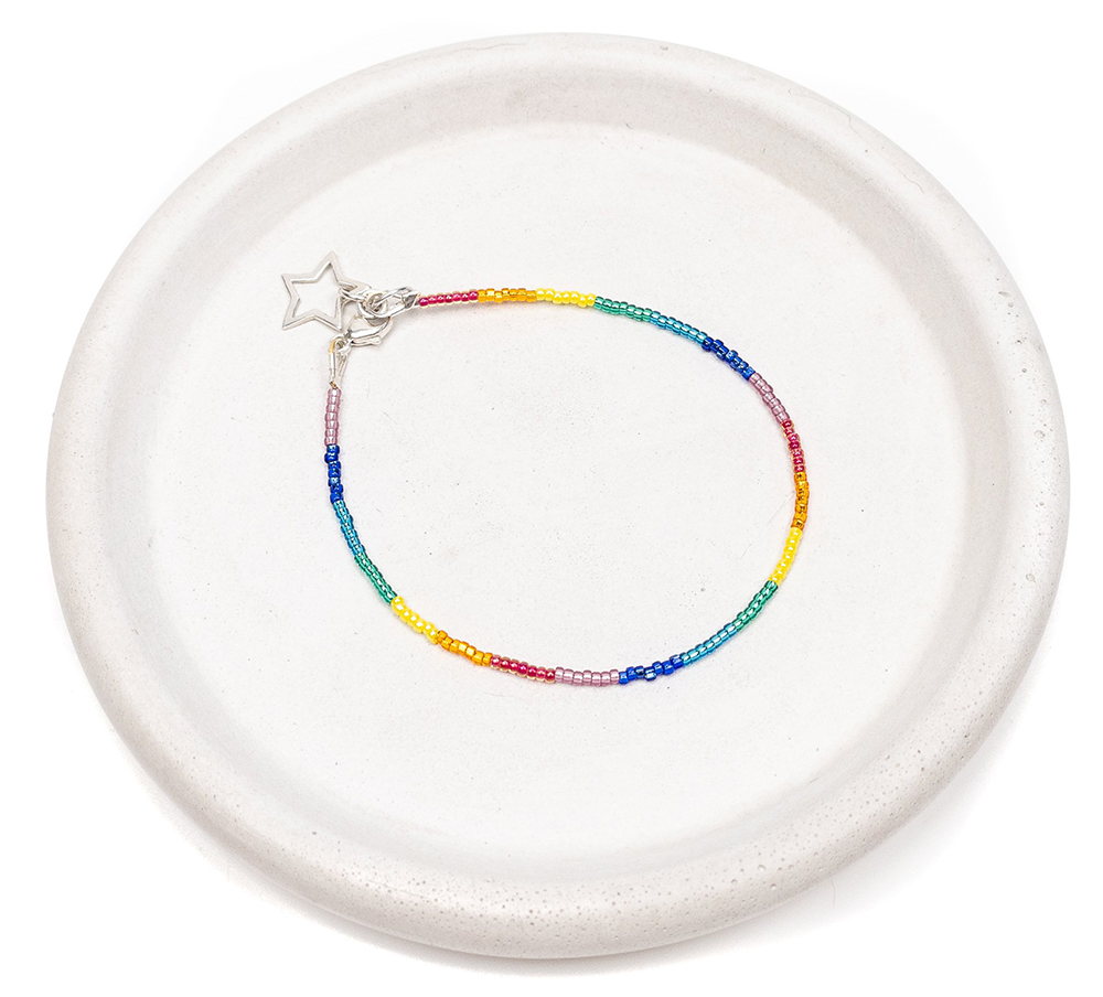 Dark Rainbow Seed Beads & .014 Soft Touch Beading Wire Bracelet by Jamie Yoshida