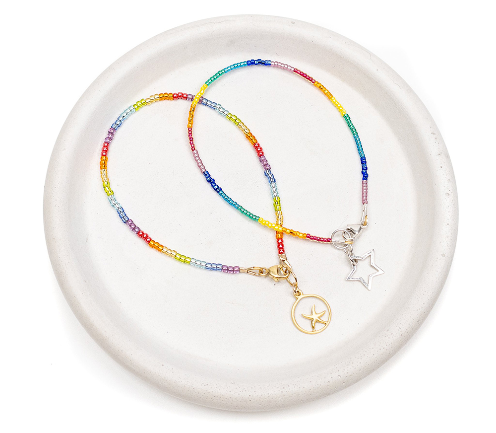 Rainbow Bright Seed Beads & .014 Soft Touch Beading Wire Bracelet by Jamie Yoshida