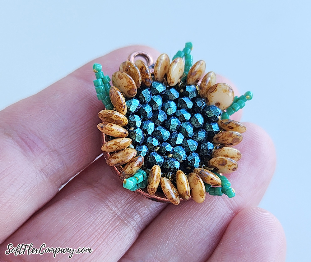 Beaded Sunflower Pendant by Joyce Trowbridge