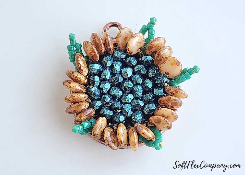 Beaded Sunflower Pendant by Joyce Trowbridge