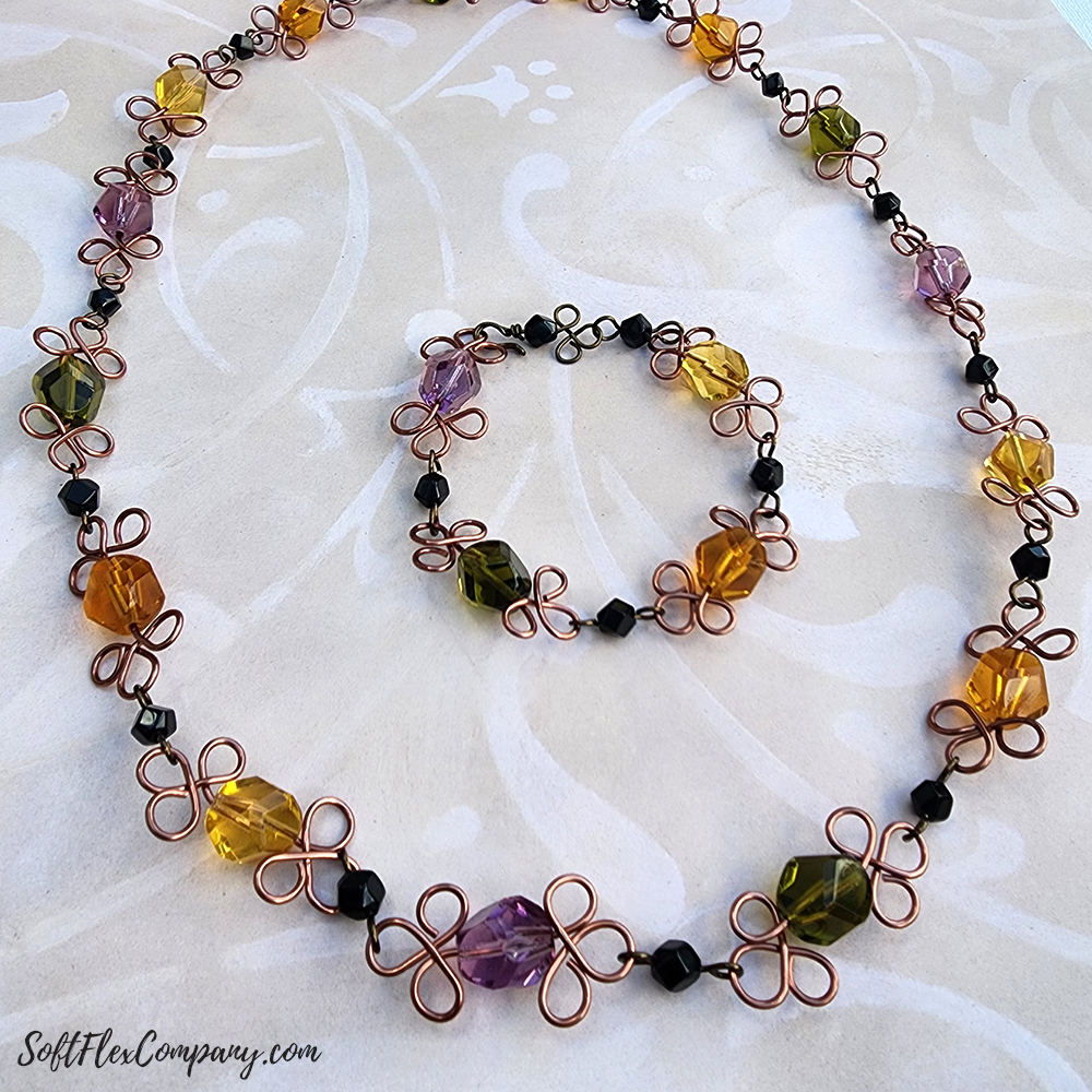 Craft Wire & Czech Glass Beads Necklace & Bracelet by Joyce Trowbridge
