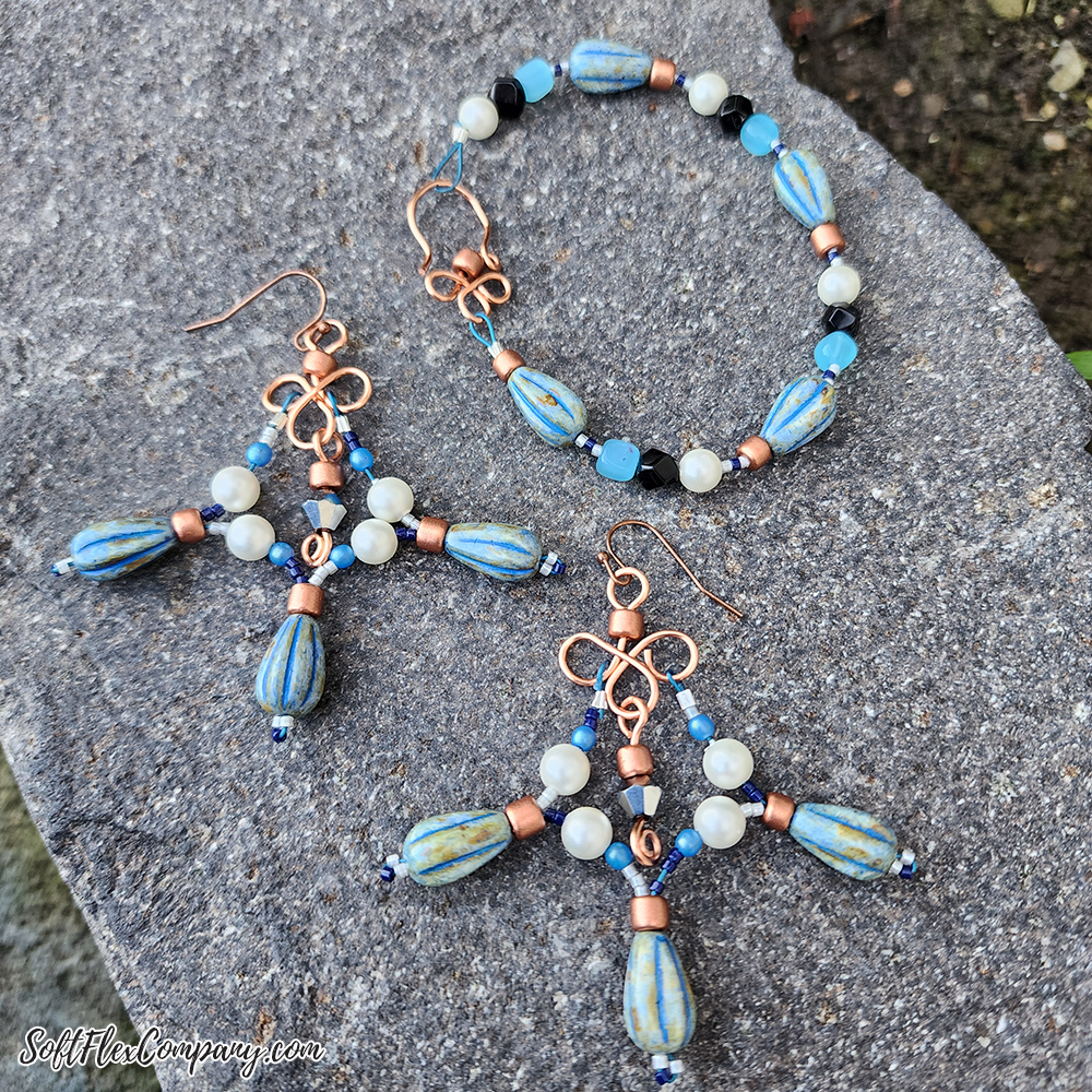 Czech Glass Drop Beads Bracelet & Earrings by Joyce Trowbridge