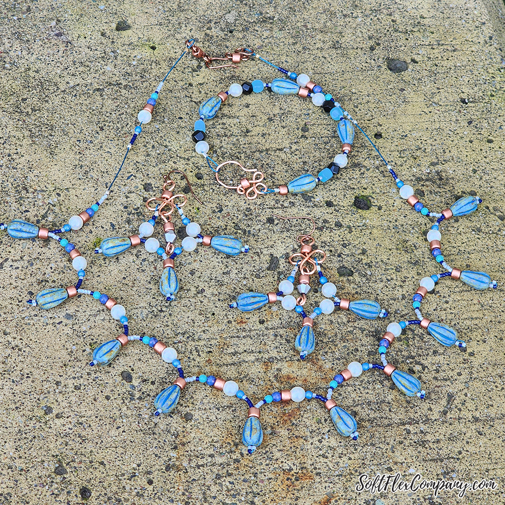 Czech Glass Drop Beads Bracelet, Earrings & Necklace by Joyce Trowbridge
