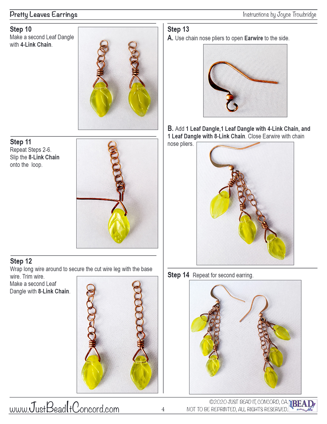 Pretty Leaves Earrings by Just Bead It