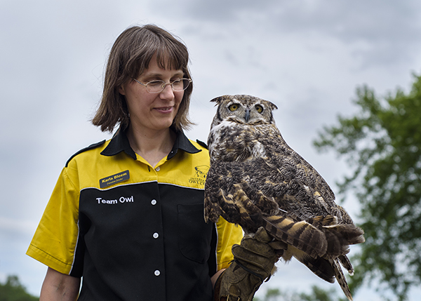 Karla Bloem, Executive Director International Owl Center with Alice Austin. Photo by Brian Plath.