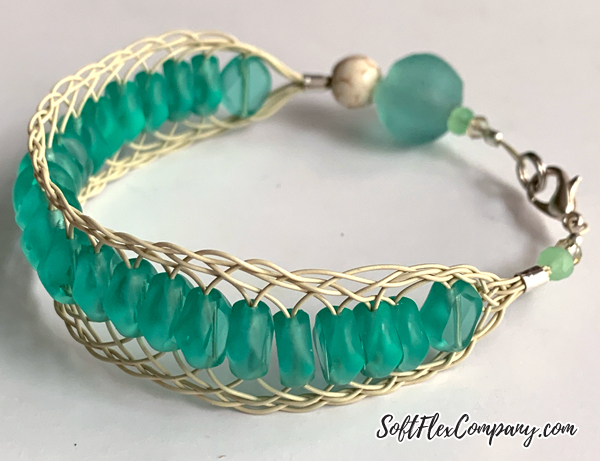 Flat Braid Kumihimo Bracelet with Beads and Soft Flex Wire by Kristen Fagan
