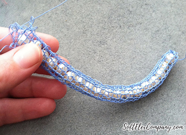 Knitted Bangle with Sea Glass and Pearls by Kristen Fagan