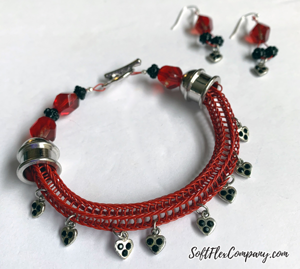 Knitted Heart Charm Bracelet And Earrings by Kristen Fagan