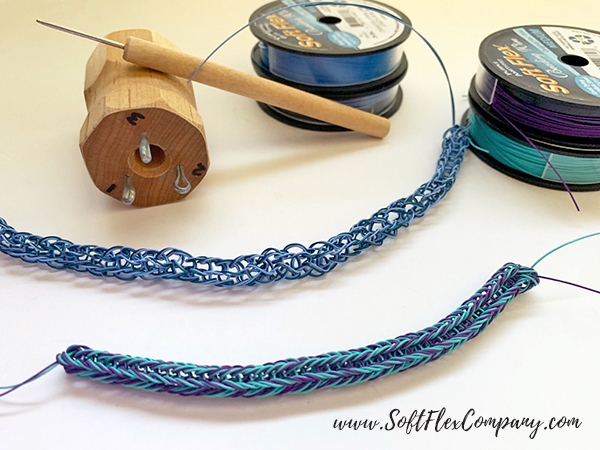 Knitted Jewelry with Two Soft Flex Beading Wire Colors by Kristen Fagan