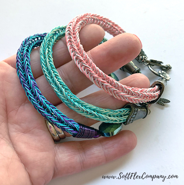 Knitted Jewelry with Two Soft Flex Beading Wire Colors by Kristen Fagan