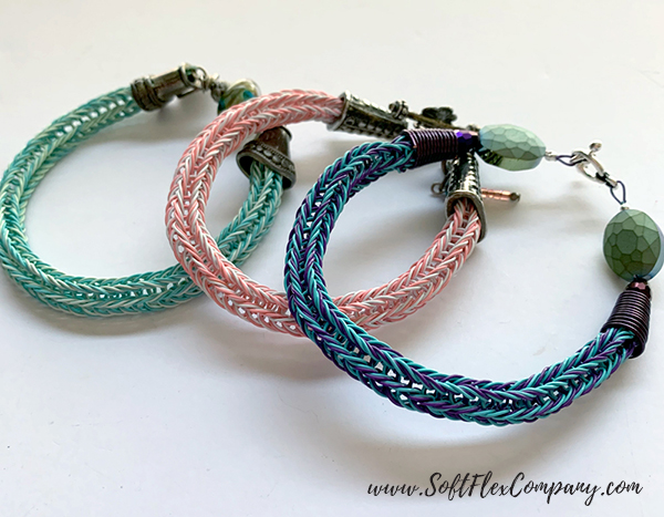 Knitted Jewelry with Two Soft Flex Beading Wire Colors by Kristen Fagan