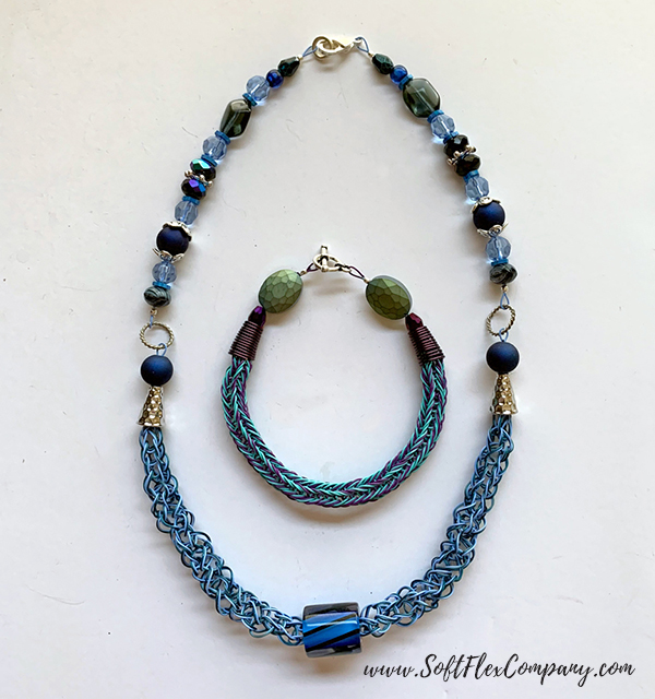 Knitted Jewelry with Two Soft Flex Beading Wire Colors by Kristen Fagan