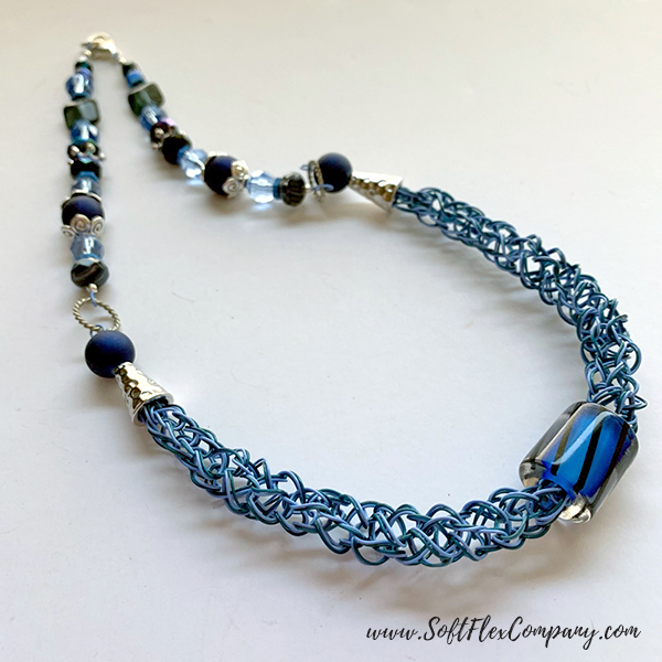 Knitted Jewelry with Two Soft Flex Beading Wire Colors by Kristen Fagan