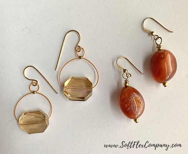 Mala Style Earrings with Carnelian, Citrine and Crystal Beads by Kristen Fagan