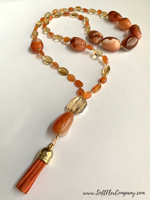 Mala Style Necklace with Carnelian, Citrine and Crystal Beads by Kristen Fagan