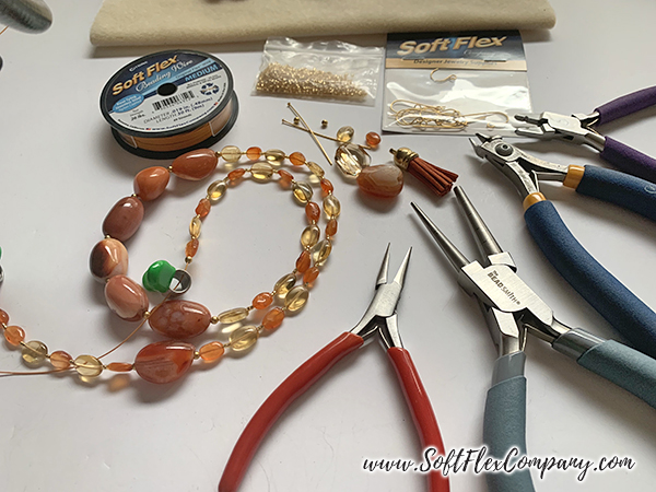 Mala Style Necklace with Carnelian, Citrine and Crystal Beads by Kristen Fagan