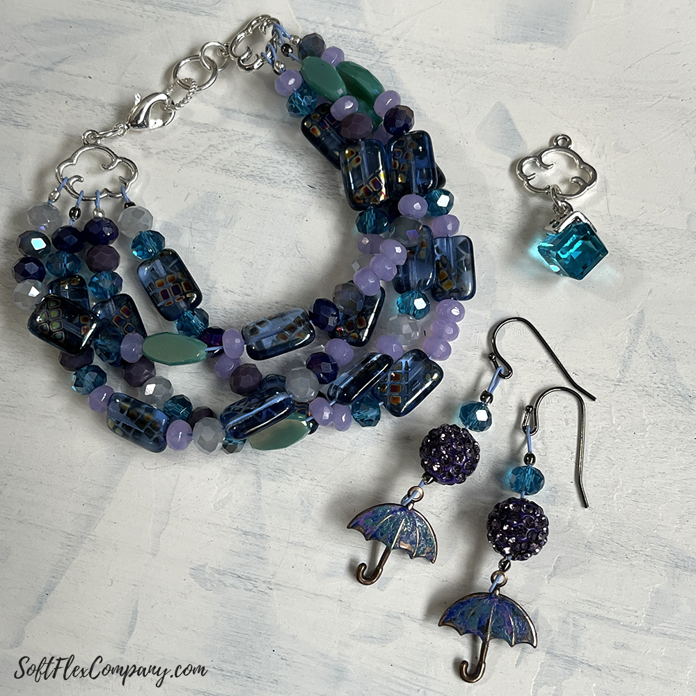 Rainy Day Blues Bracelet and Earrings by Kristen Fagan