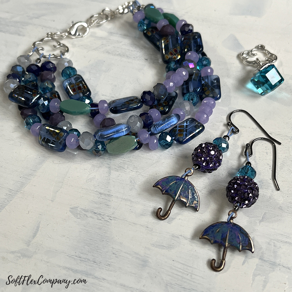 Rainy Day Blues Bracelet and Earrings by Kristen Fagan