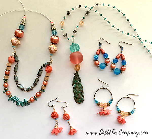 Shades Of Coral Necklace and Earrings by Kristen Fagan