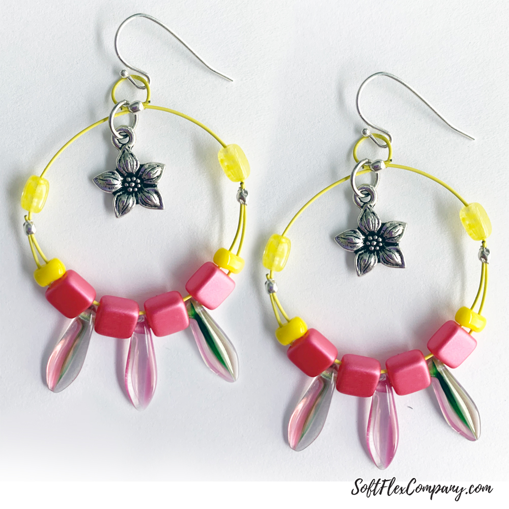 Spring Dagger Earrings with Flower Charm by Kristen Fagan