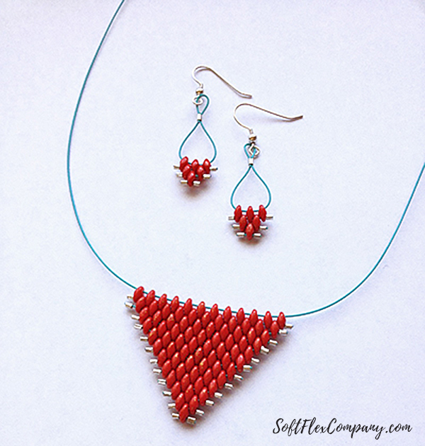 SuperDuos Woven Triangle Necklace and Earrings by Kristen Fagan