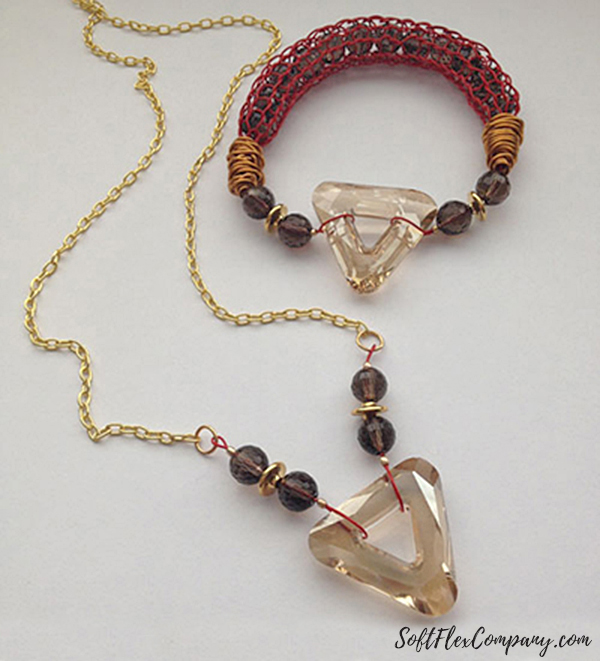 Swarovski Cosmic Triangle Crystal Necklace and Knit Bangle by Kristen Fagan