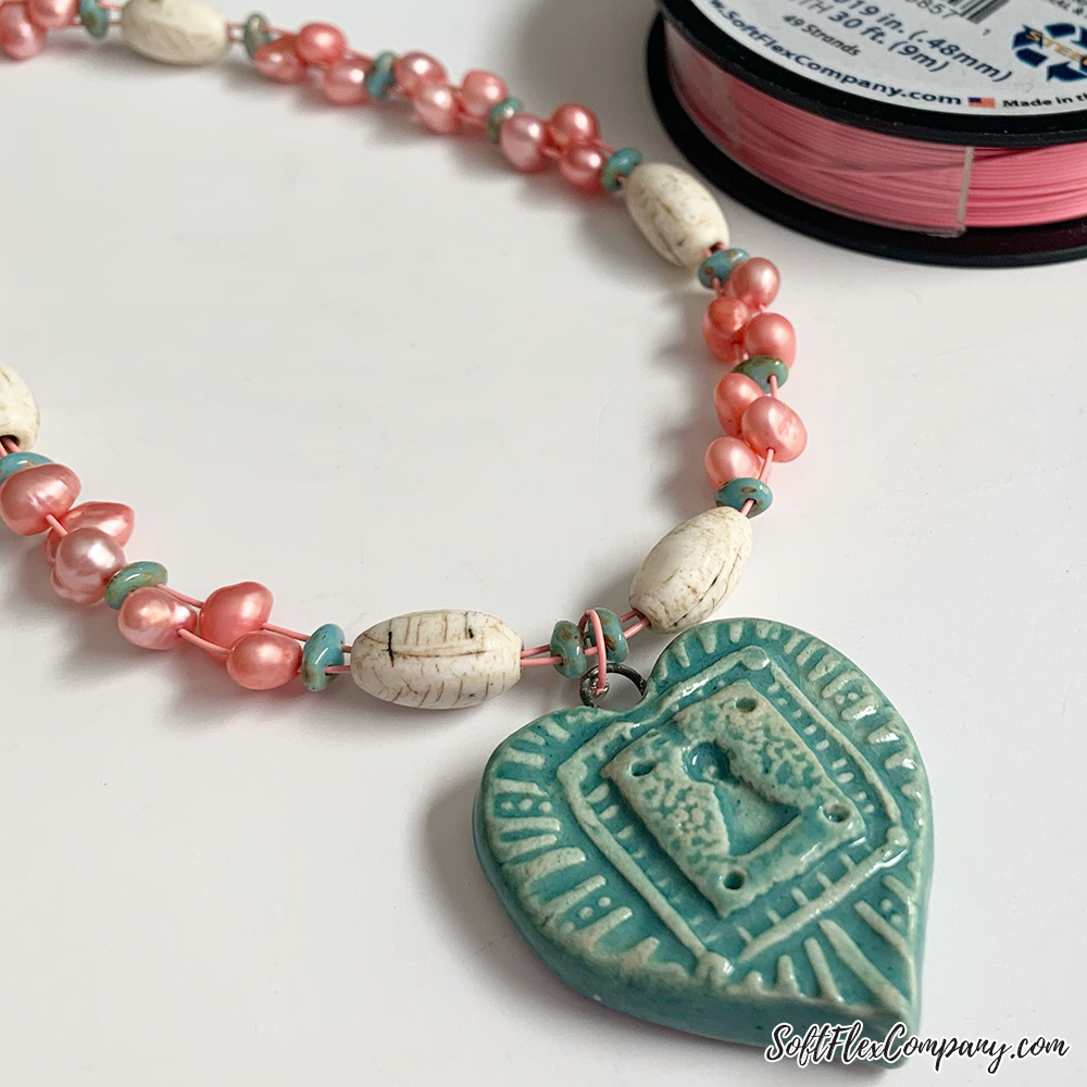 Valentine Heart And Pearl Necklace by Kristen Fagan