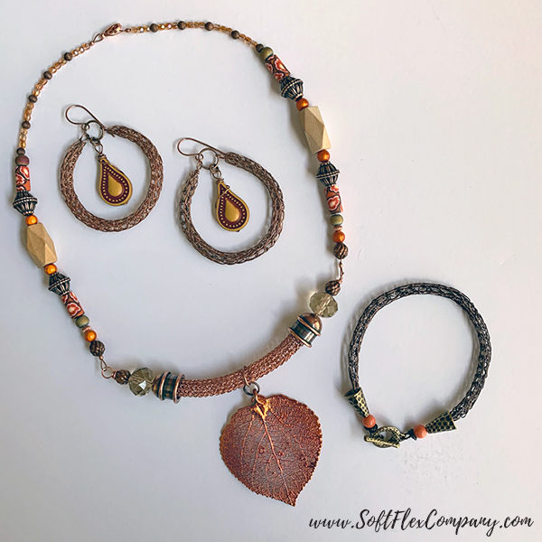 Soft Flex Craft Wire Viking Knit Bracelet, Necklace and Earrings by Kristen Fagan