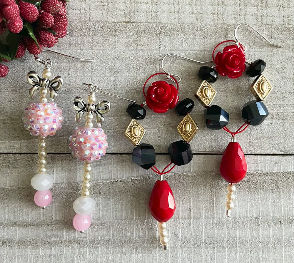 Moulin Rouge Earrings and Le Petite Parisien Earrings by Lavender Mystic