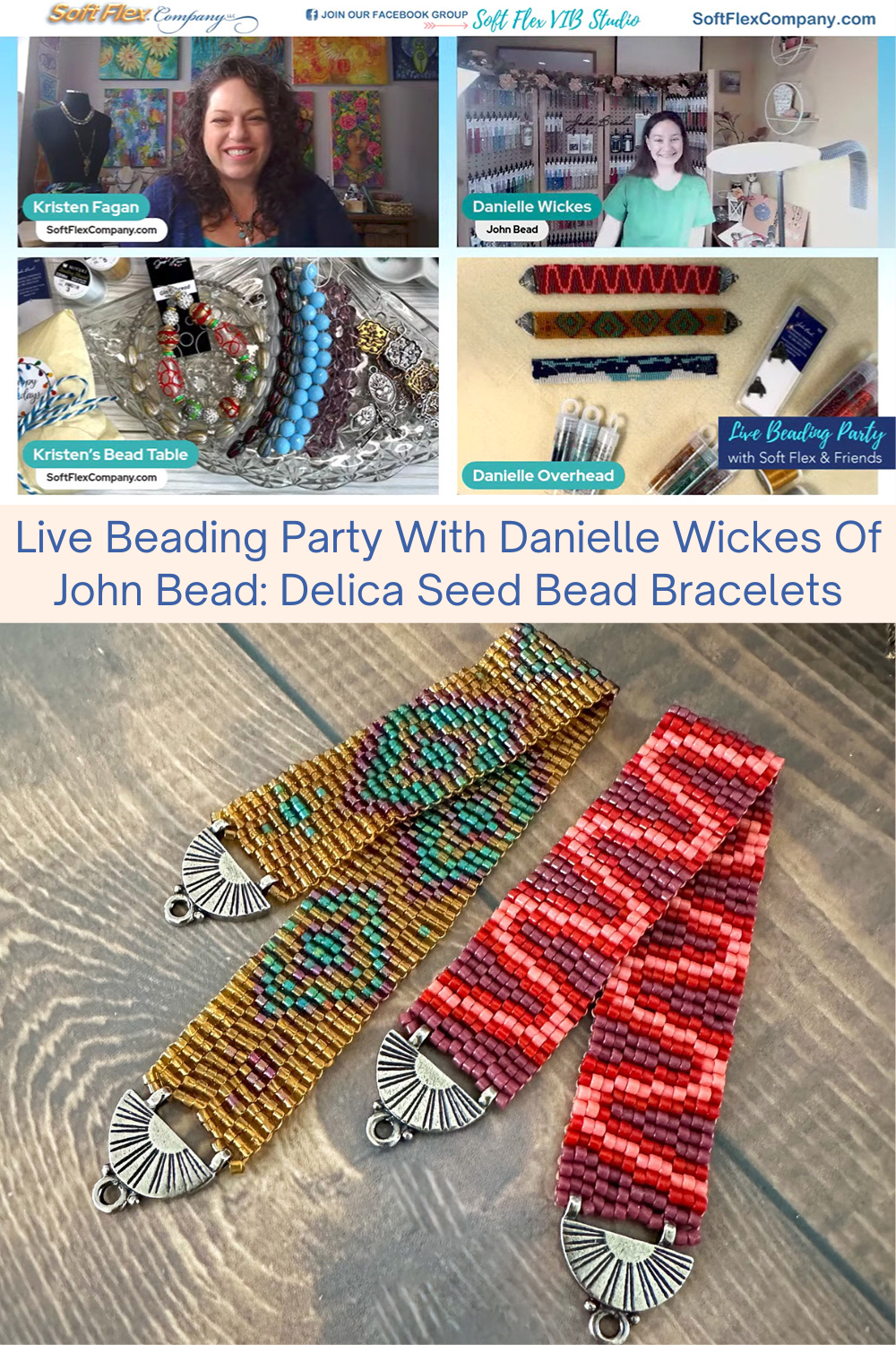 Live Beading Party With Danielle Wickes Of John Bead Delica Seed Bead Bracelets Collage