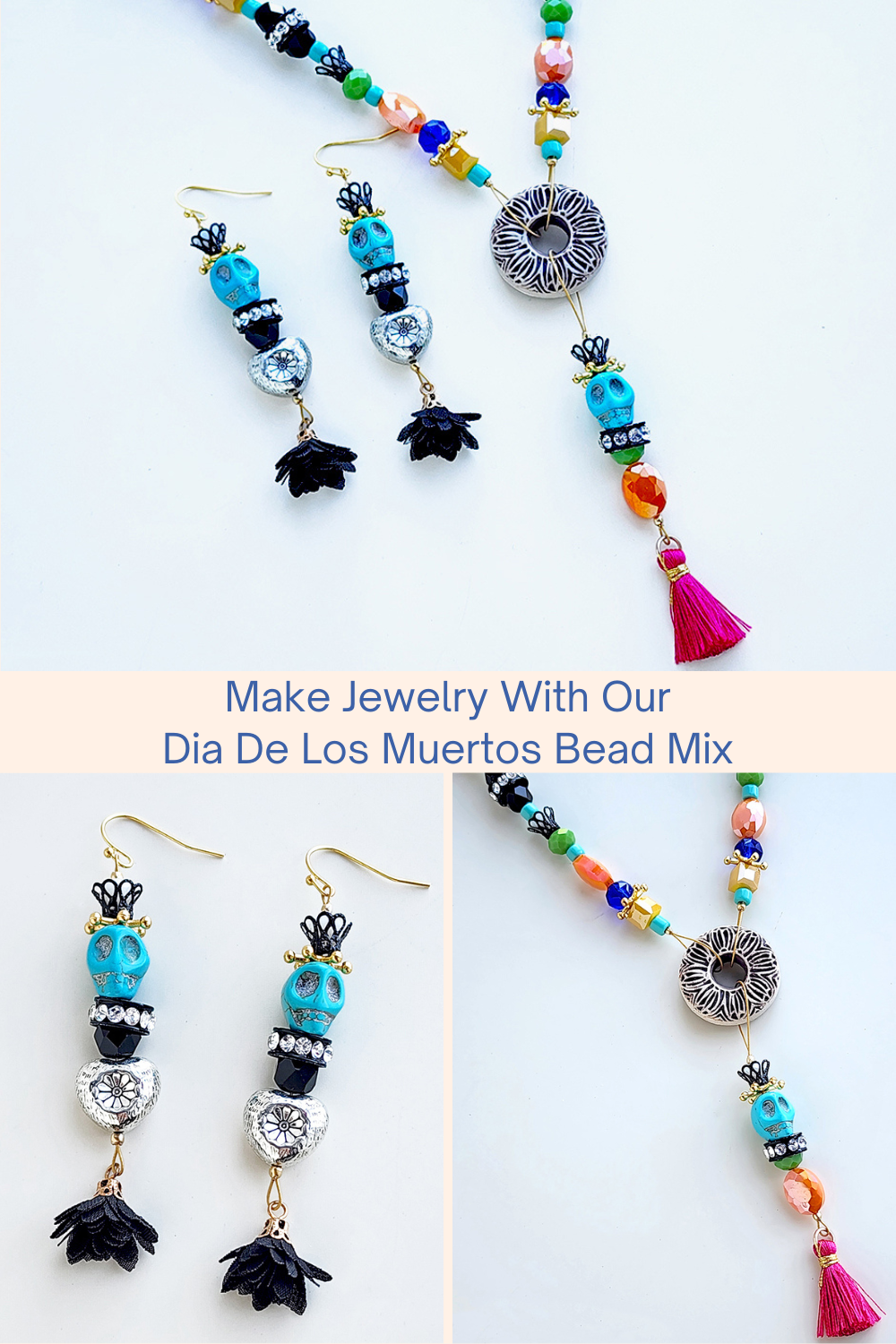 Make Jewelry With Our Dia De Los Muertos Bead Mix Collage