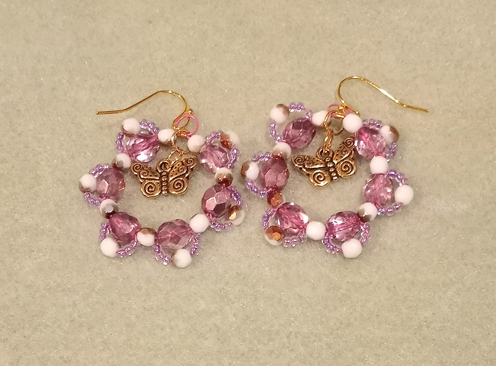 Beaded Hoop Butterfly Earrings by Melissa Martinez