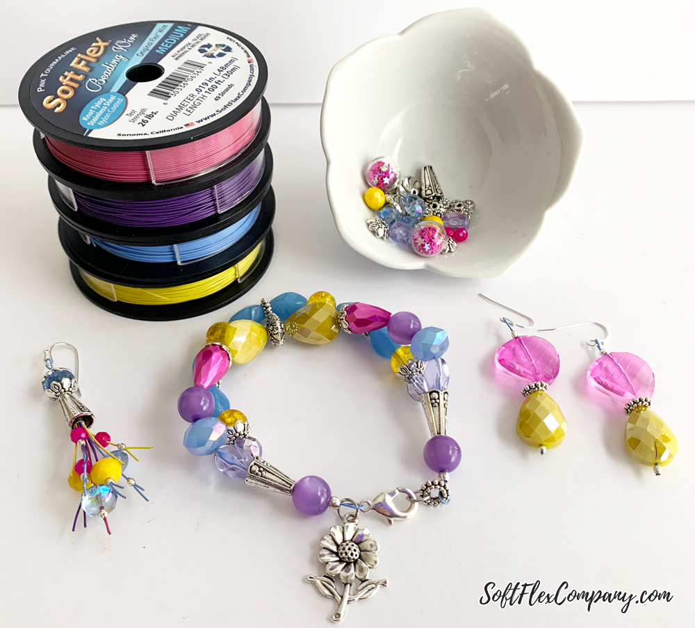 Spring Pantone Earrings and Multi Strand Bracelet with Cones by Kristen Fagan
