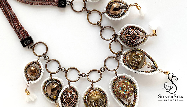 French Beaded Components with SilverSilk Capture Chain and Soft Flex Craft Wire by Nealay Patel