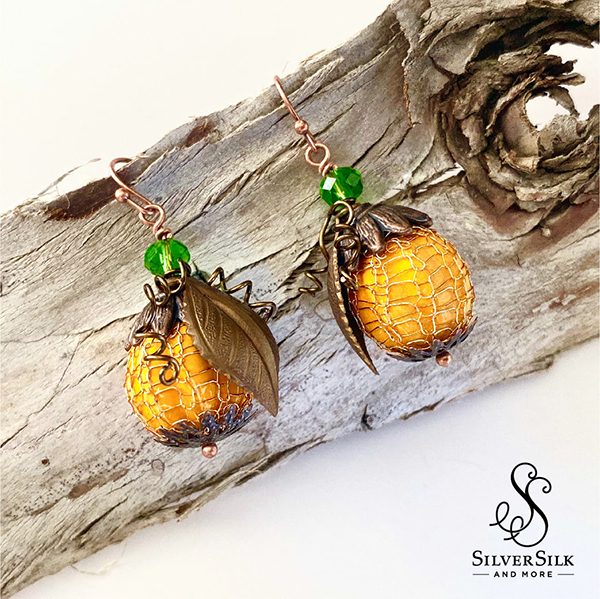 SilverSilk Pumpkin Earrings by Nealay Patel