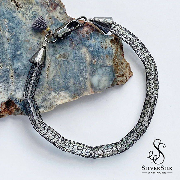 SilverSilk Hollow Mesh Stack Bracelets by Nealay Patel