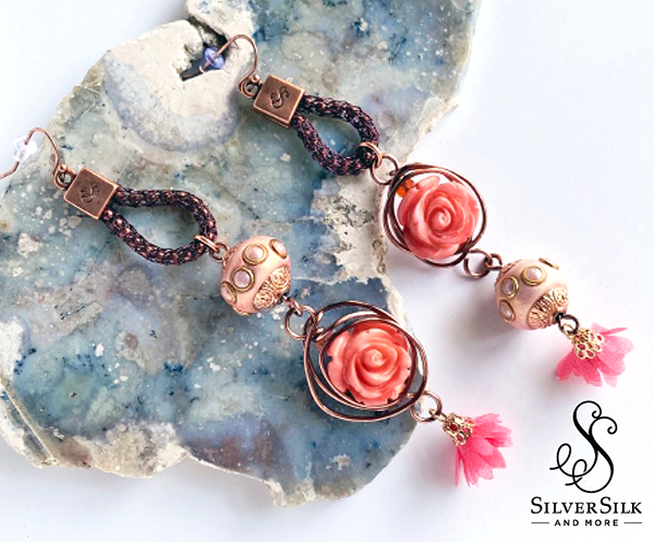 SilverSilk Rose Earrings by Nealay Patel