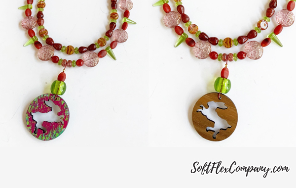 Hand Painted Wood Pendant and Soft Flex Beaded Necklace by Kristen Fagan Hand Painted Wood Pendant and Soft Flex Beaded Necklace by Kristen Fagan