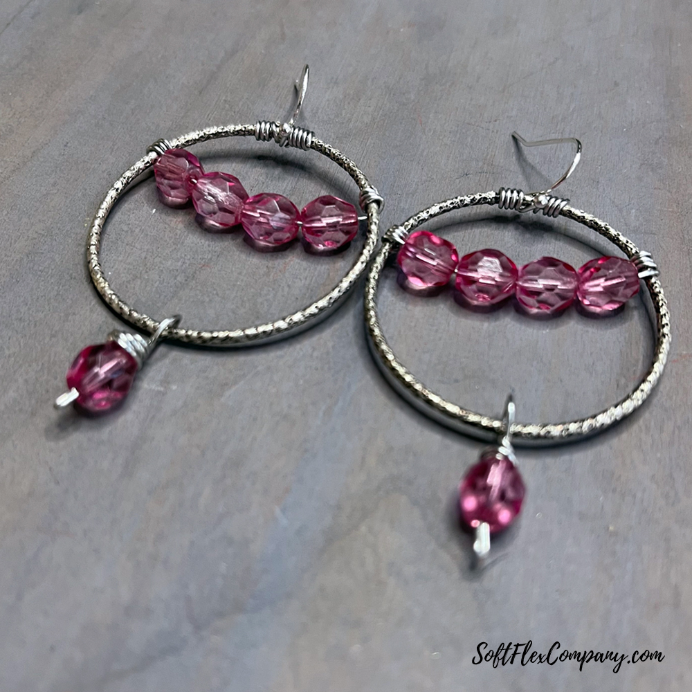 Pretty in Pink Wire Wrapped Earrings by Kristen Fagan