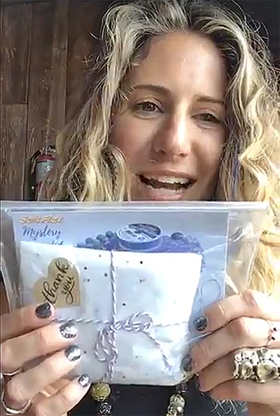 Sarah James from Jesse James Beads opens the Soft Flex Unicorn Sparkles Kit