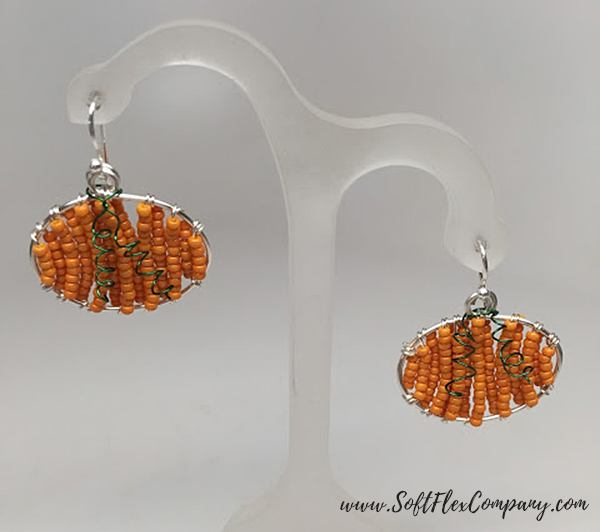 Beaded Pumpkin Earrings by Sara Oehler