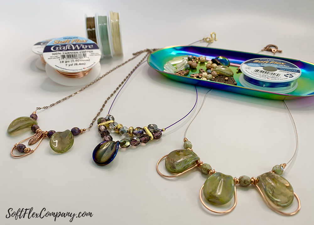 Chain, Petal Beads, Soft Flex Beading Wire & Craft Wire Necklaces by Sara Oehler