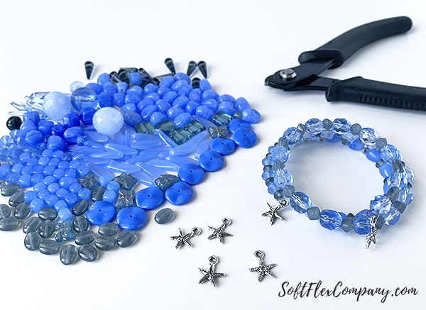 Blue Starfish Memory Wire Bracelet by Sara Oehler