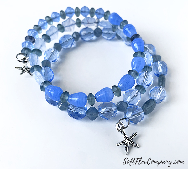 Blue Starfish Memory Wire Bracelet by Sara Oehler