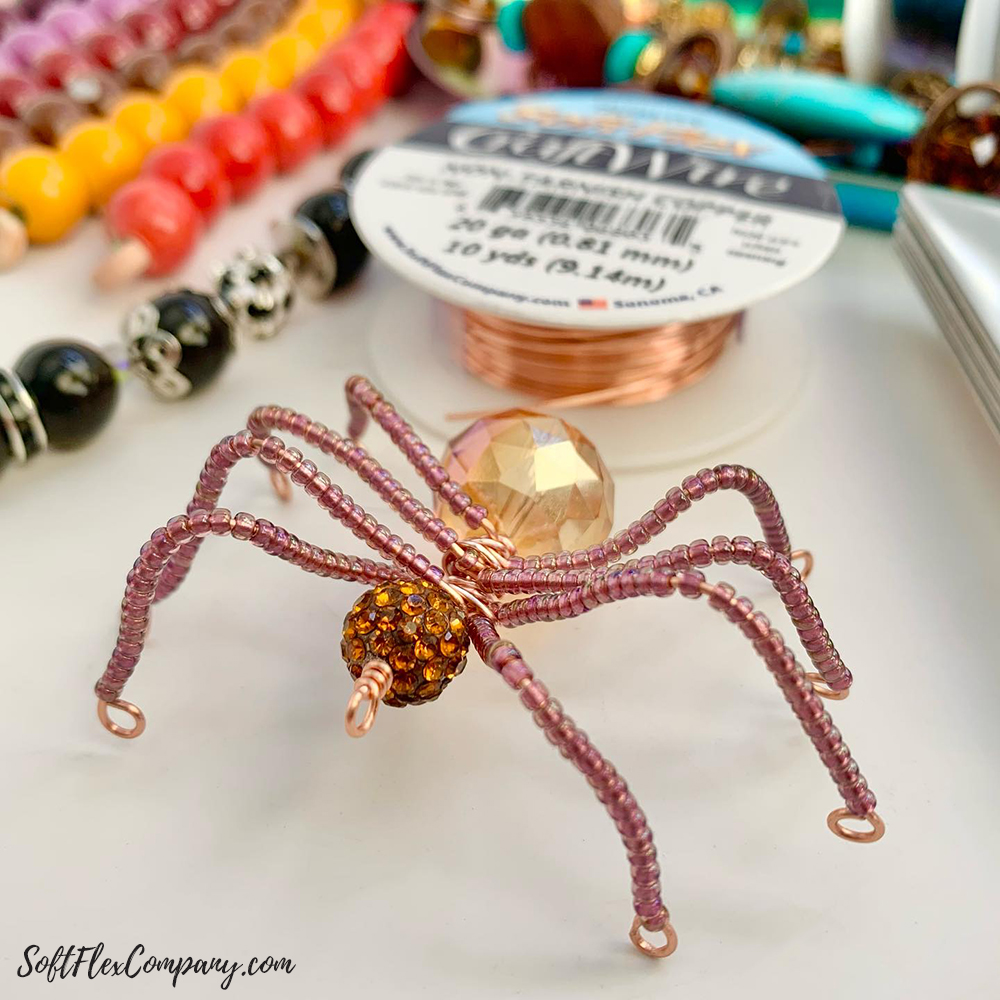 Coffee & Craft Wire Beaded Spider by Sara Oehler