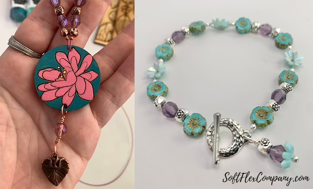 Colourful Soul Painted Necklace & Pastel Party Bracelet by Sara Oehler