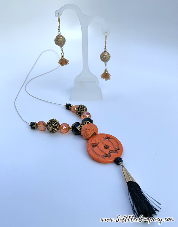 Golden Gate Fall Earrings and Jack O’ Lantern Pumpkin Necklace by Sara Oehler