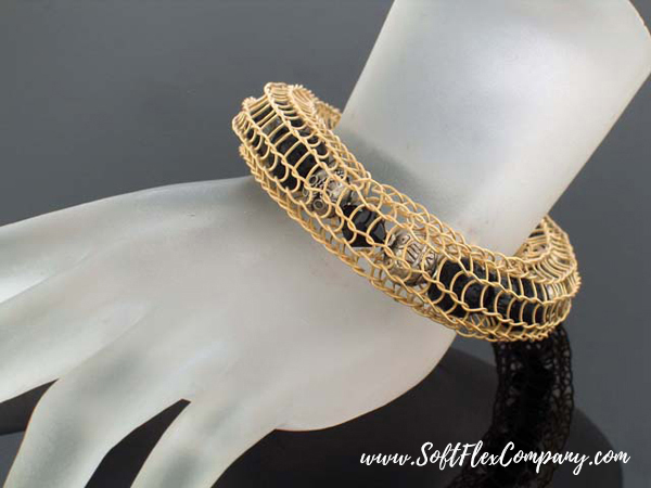 Gold Knitted Cage Bracelet by Sara Oehler